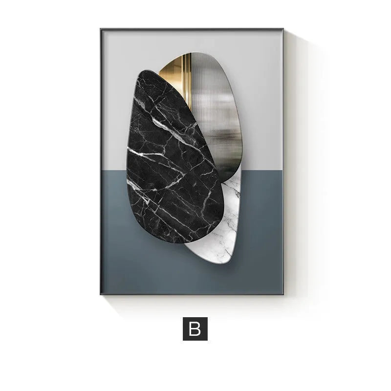 Abstract geometric pattern canvas painting wall art in modern style