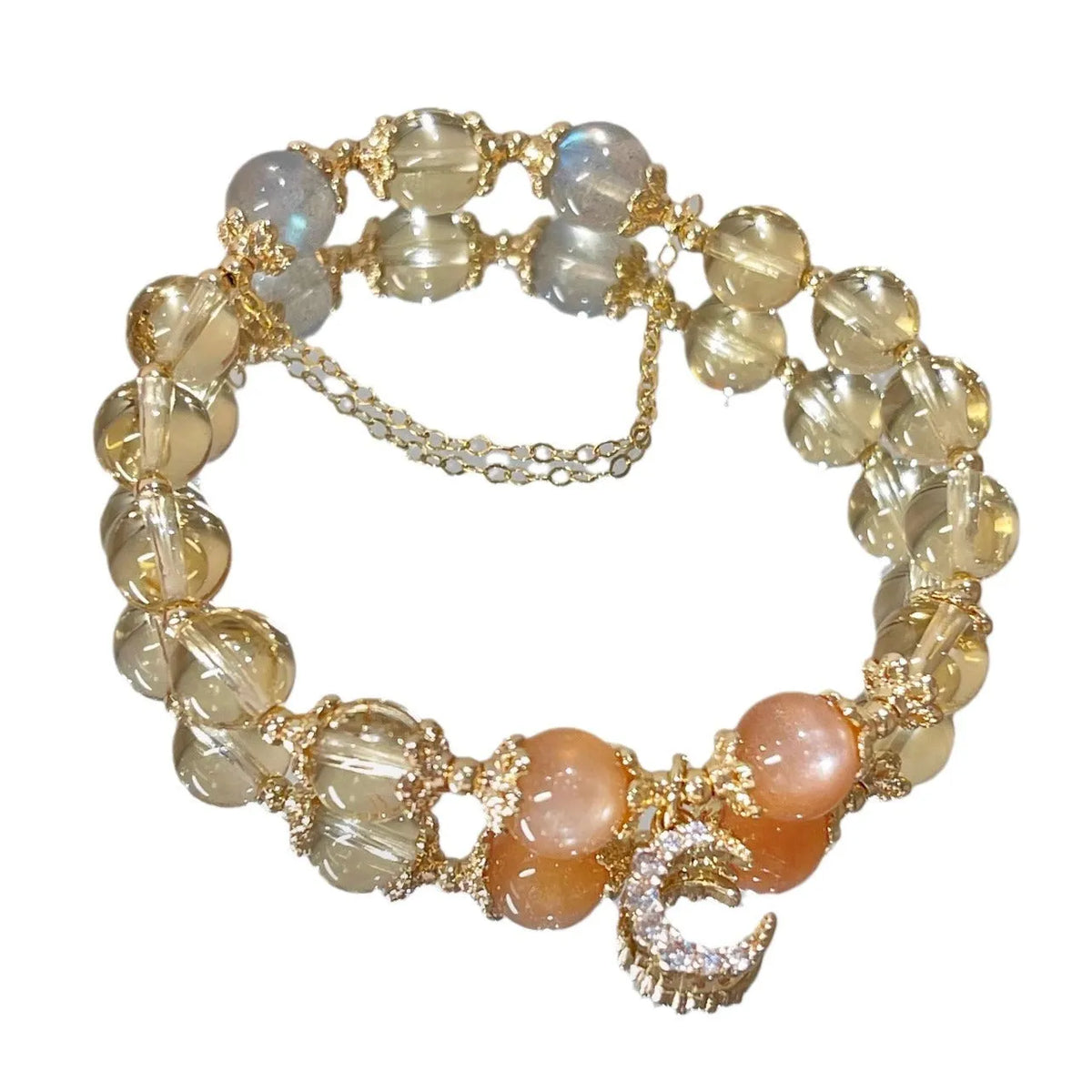 Chinese style crystal bracelet with 14K gold electroplated finish and diamond-shaped design