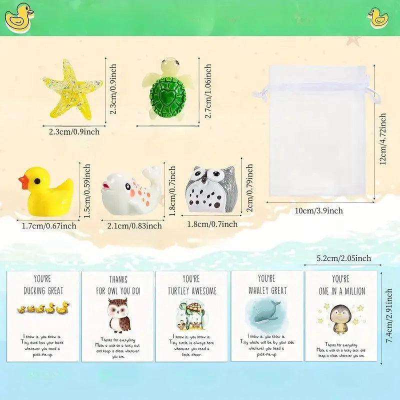 Resin greeting cards with pun designs and inspirational quotes in pocket-sized format