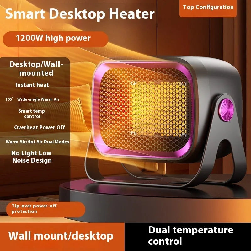White rotating desktop ceramic heater with PTC heating technology