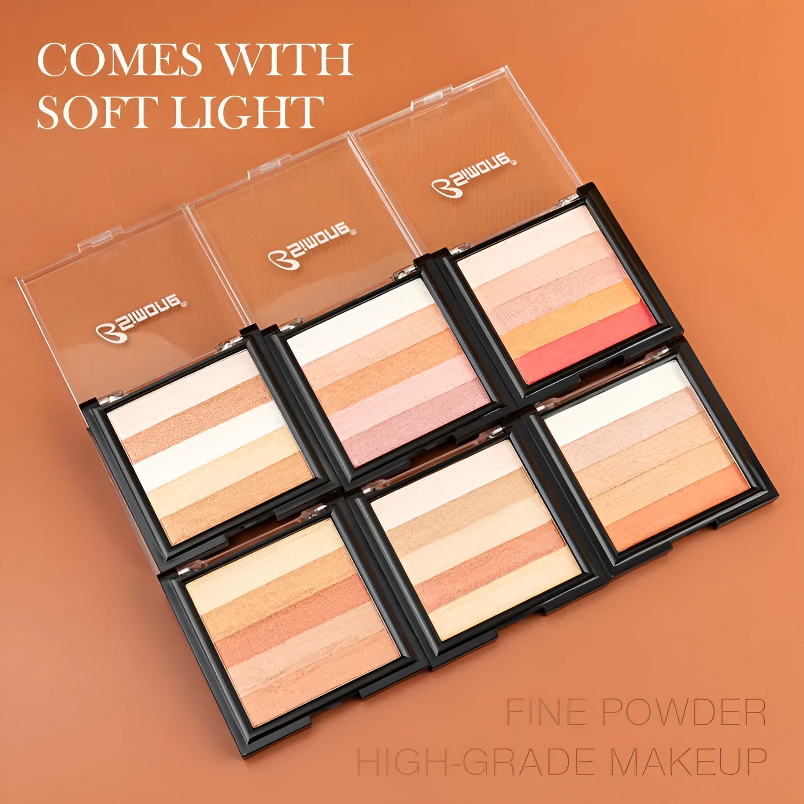 Eye shadow palette with six contouring shades for natural three-dimensional makeup effects