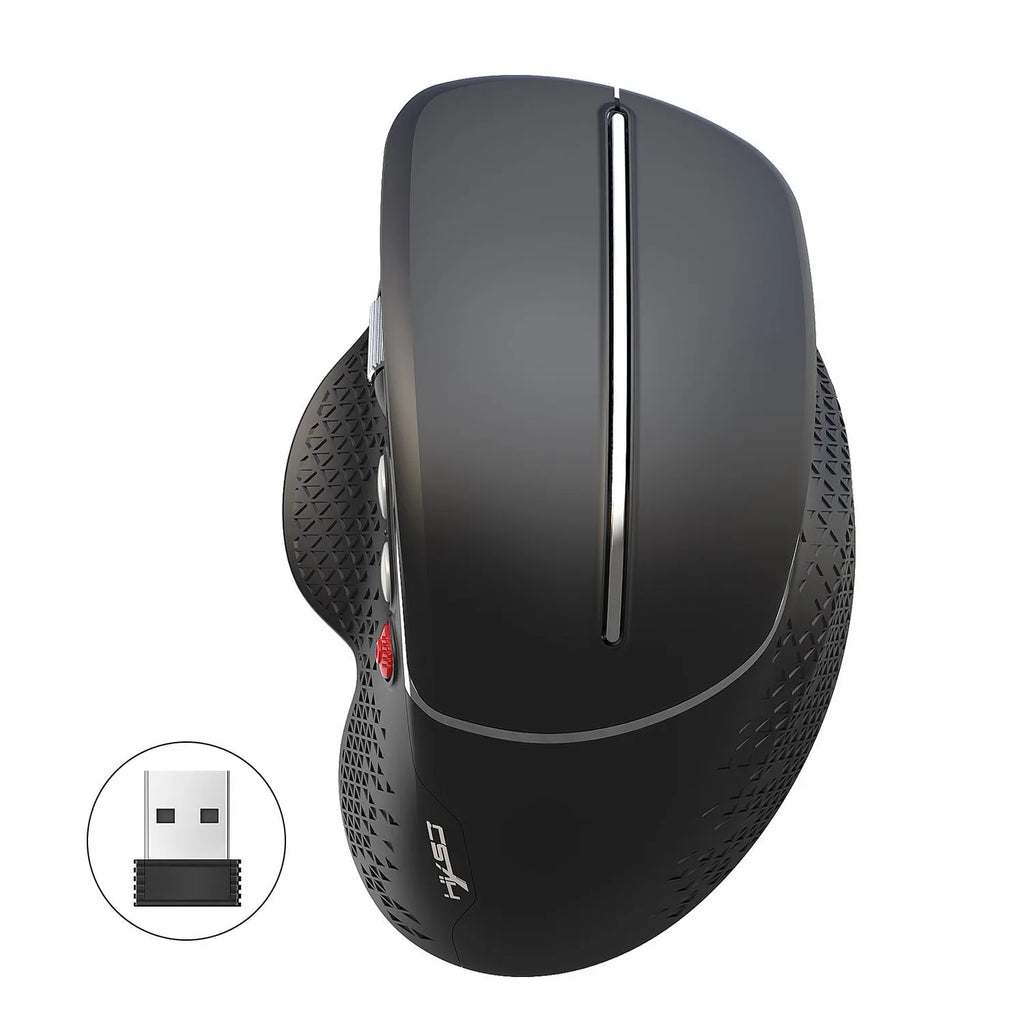 T32 Wireless Vertical Ergonomic Mouse in black or silver with aluminium side roller.