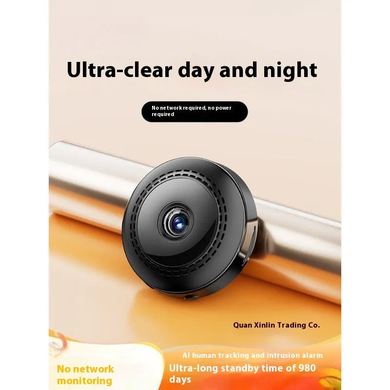 A wireless security camera on a table, representing models with HD night vision and remote monitoring.