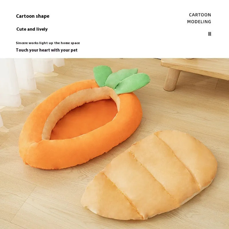 Carrot cartoon pattern double-sided pet mattress with removable washable cover for dogs