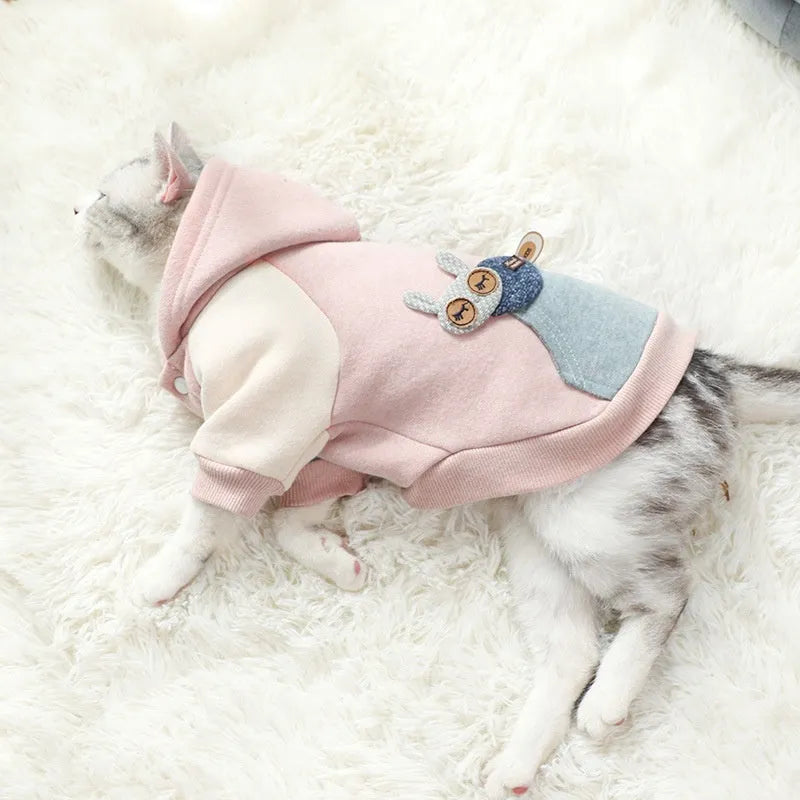 Cotton dog sweatshirt pet clothing in brown, green, or pink colours for canine leisure wear