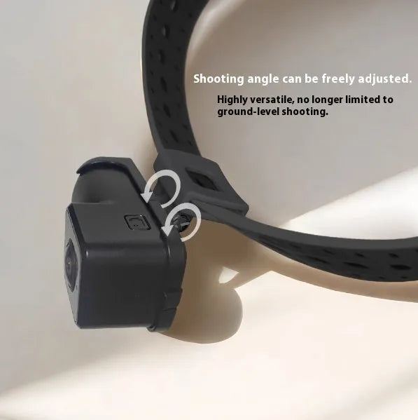 Black wireless neckband camera recorder with TYPE-C port for hands-free 1080P recording