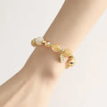 Gold electroplated rutilated quartz crystal bracelet in Korean style with lucky fortune gold colour quartz beads