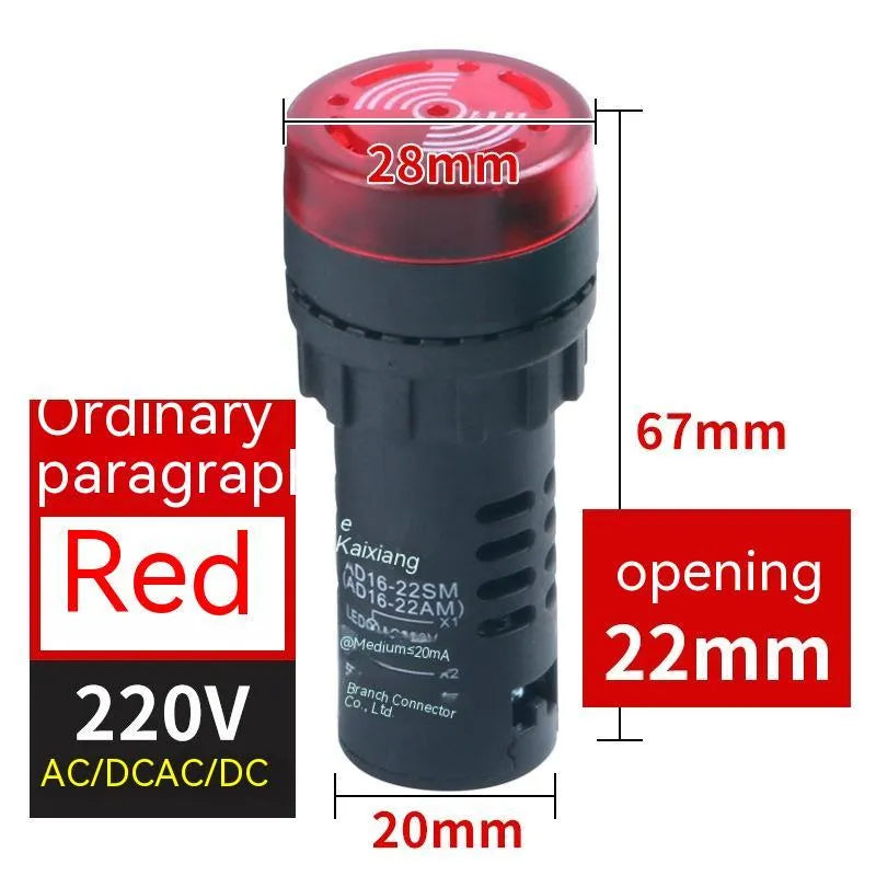 AD16-22SM red LED flashing sound and light buzzer for 22mm panel mounting.