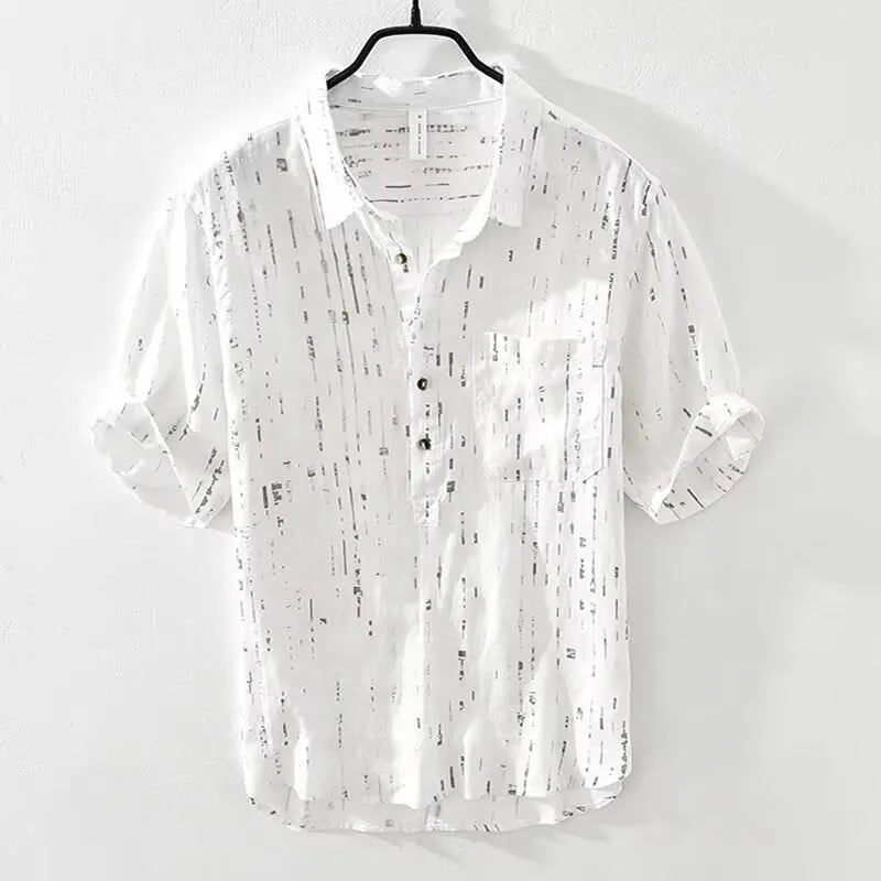 Mens black loose fit polo shirt with lapel collar design short sleeves summer casual wear