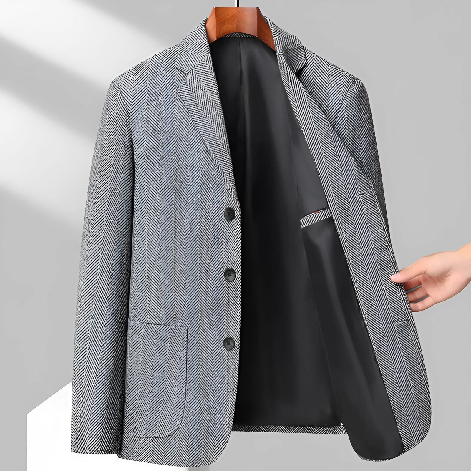Men's loose-fit polyester suit coat in solid colours for spring and autumn casual wear