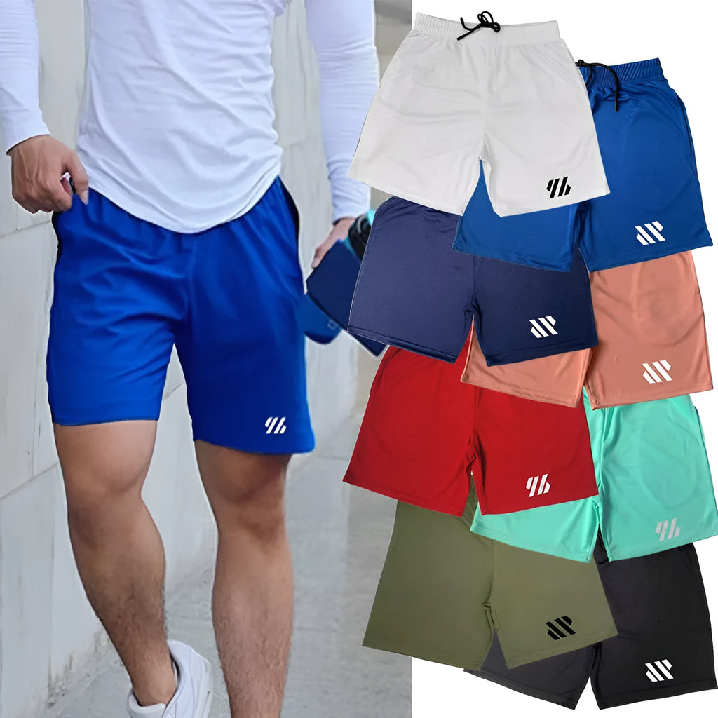 Men's metal silk fabric sports shorts in loose fit design for running and athletic training