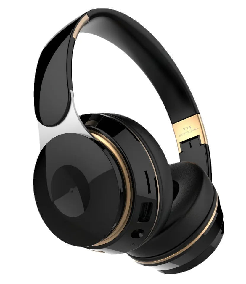 Foldable wireless Bluetooth headset earphone in black, white, green, blue, or pink colour