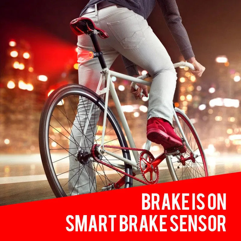 Black Smart Brake Sensing USB rechargeable bicycle taillight with aluminium alloy shell