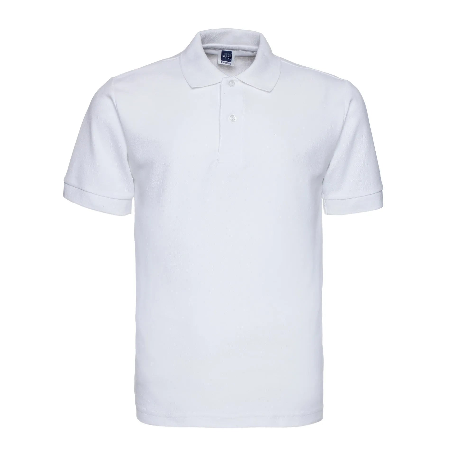 Plus size man wearing a solid black lapel polo shirt with short sleeves, loose fit.