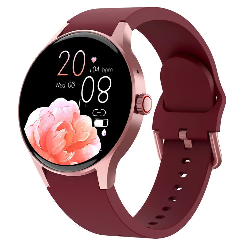 Black smart sport watch with 46mm round case and 1.43-inch touch screen on a wrist