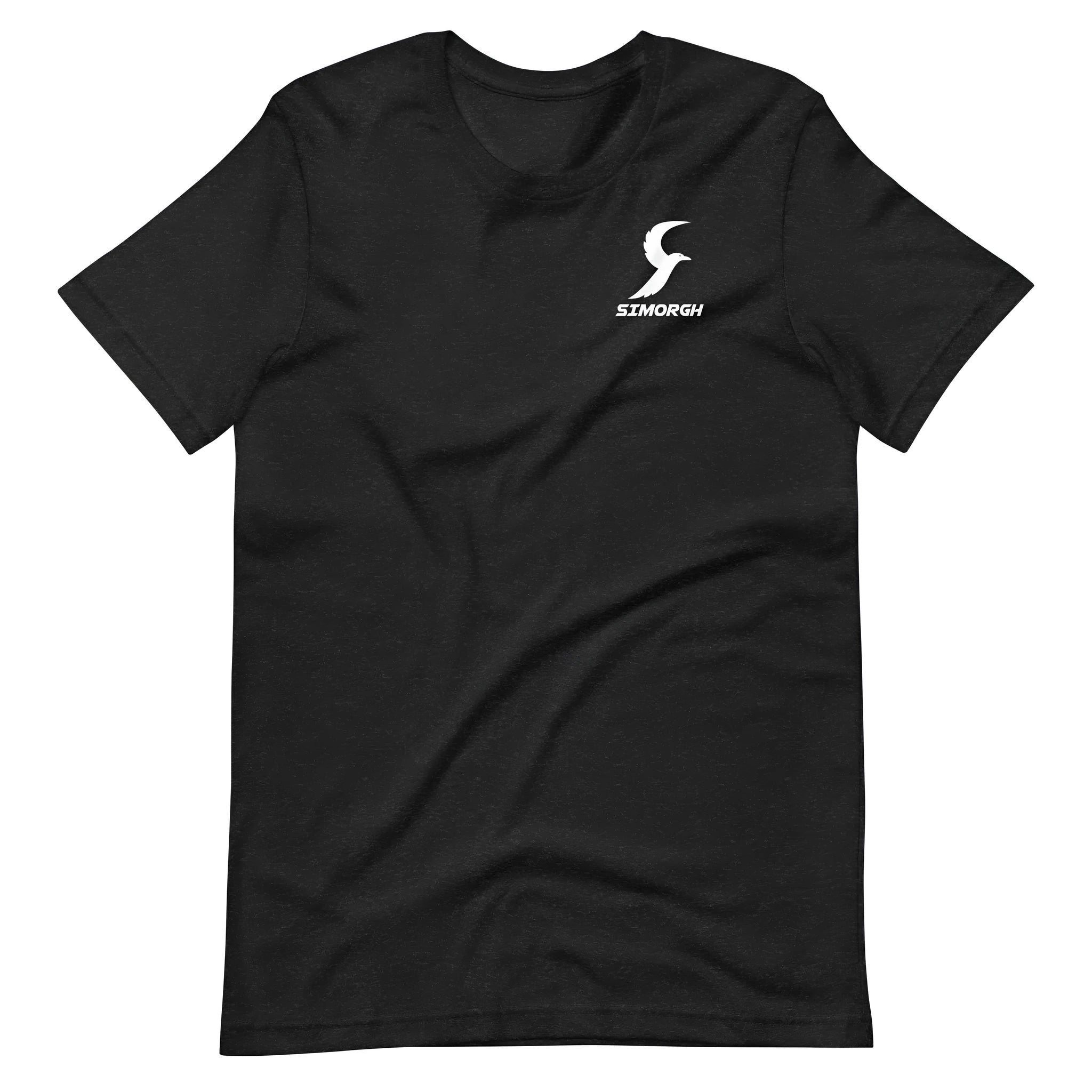 Plain black loose fit short sleeve cotton t-shirt laid flat.