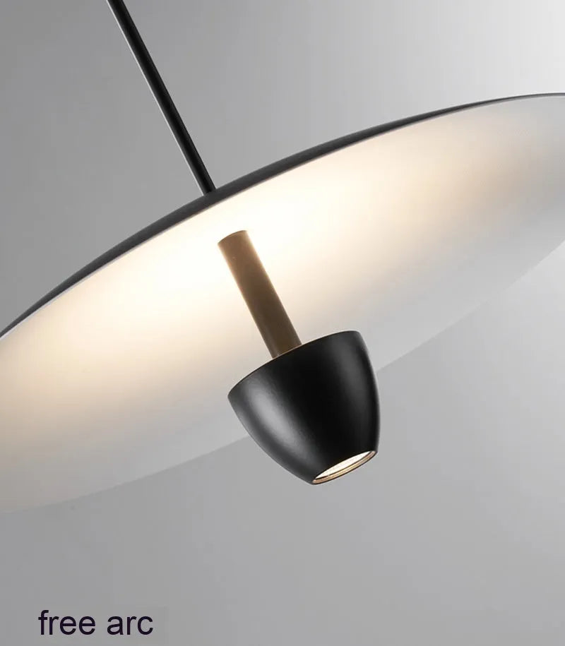 Black modern minimalist chandelier with clean lines and warm lighting