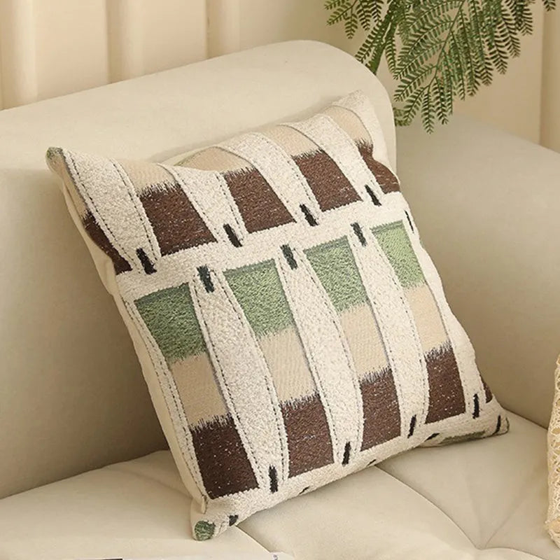 Square 45cm Jacquard woven cushion cover with a detailed retro floral pattern in Nordic style.