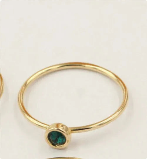 Women's 14K gilded copper knuckle ring with zircon detail in multiple colour options