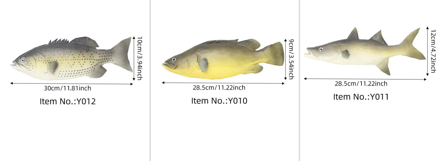 PU simulated fish ornaments including yellow-fin tuna and small tuna models for aquarium decoration