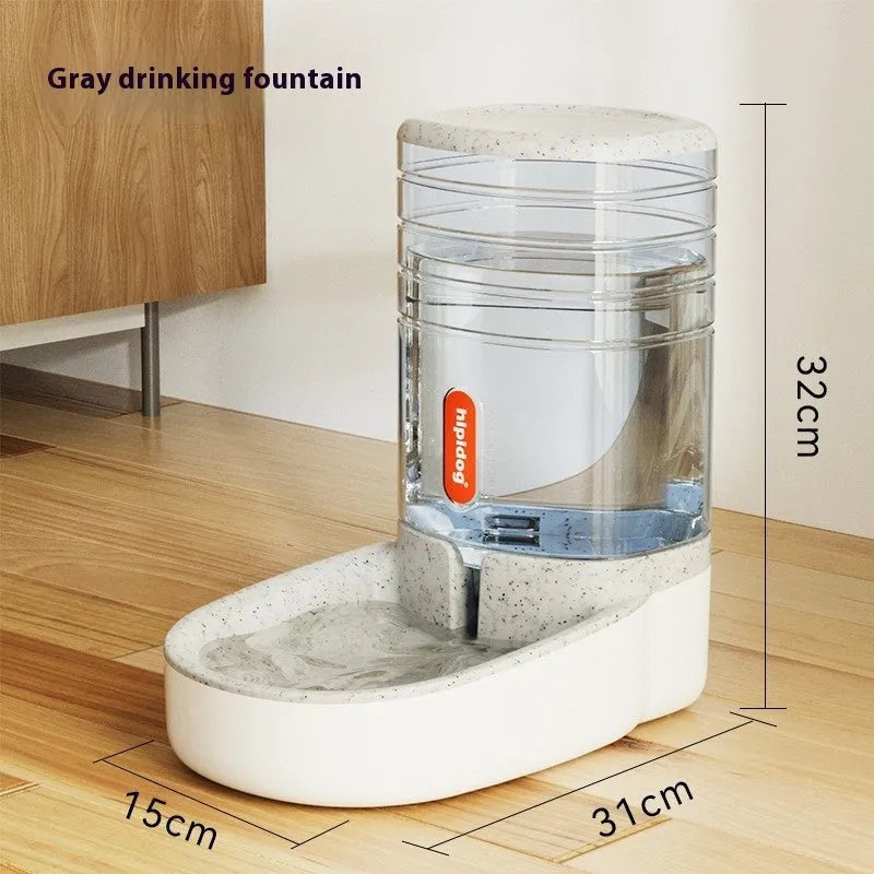 Large grey automatic pet feeder or water fountain with 3.8 litre capacity for cats and dogs