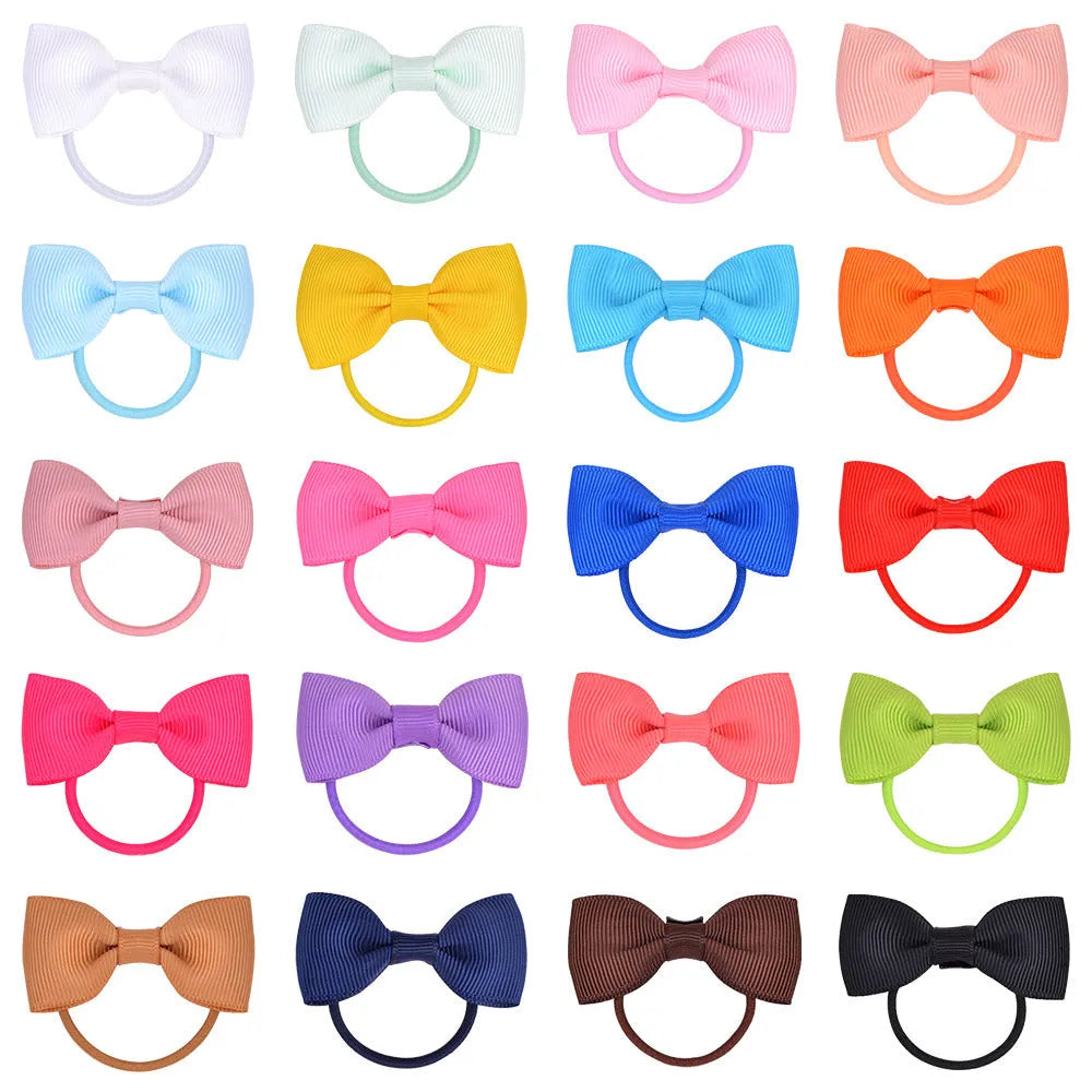 80-piece multi-coloured baby hair ties with grosgrain ribbon bows on elastic bands for infants and toddlers