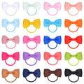 80-piece multi-coloured baby hair ties with grosgrain ribbon bows on elastic bands for infants and toddlers