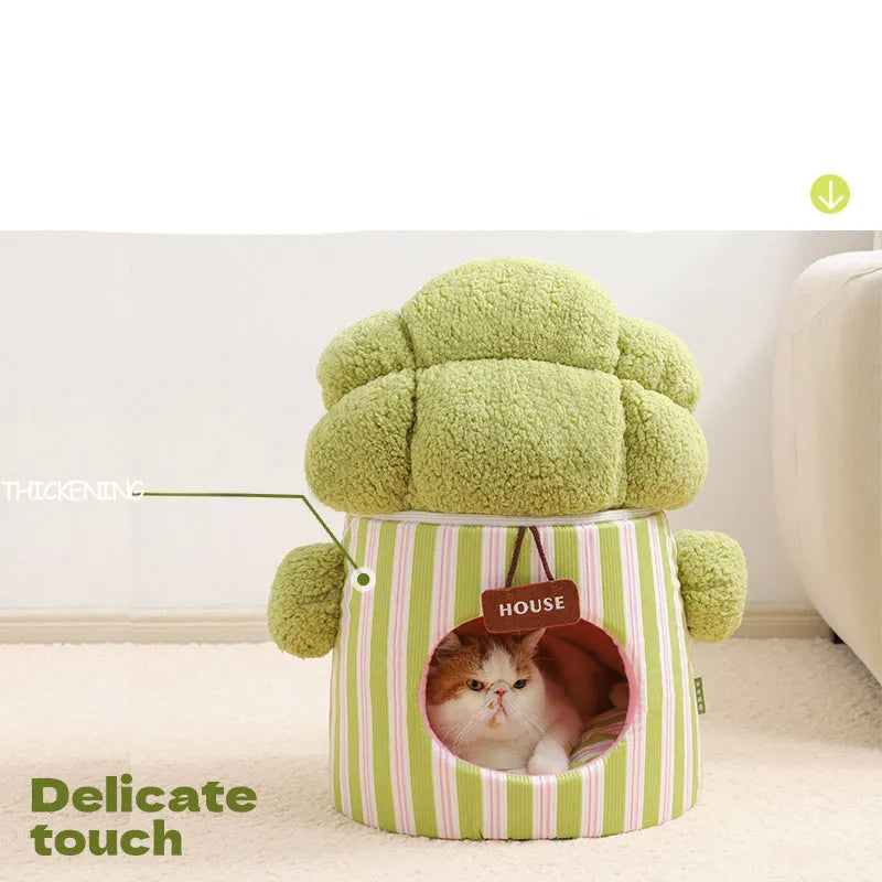 Cauliflower-shaped tree hole nest enclosed pet house for small dogs or cats