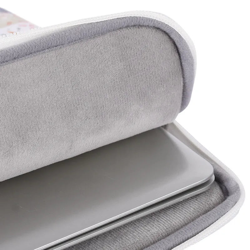 White waterproof laptop inner bag made from PU leather for 11 to 15 inch computers