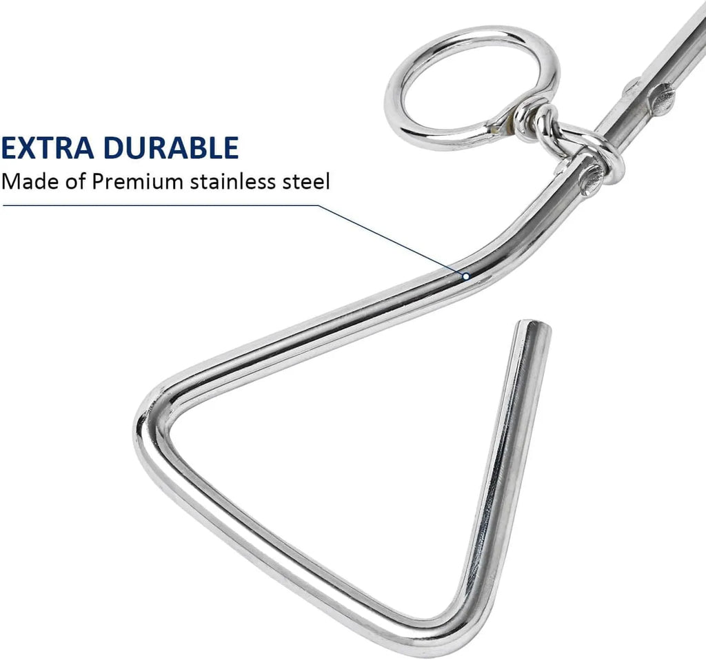 Silver spiral dog tie out stake made of steel for secure outdoor tethering in gardens and campsites