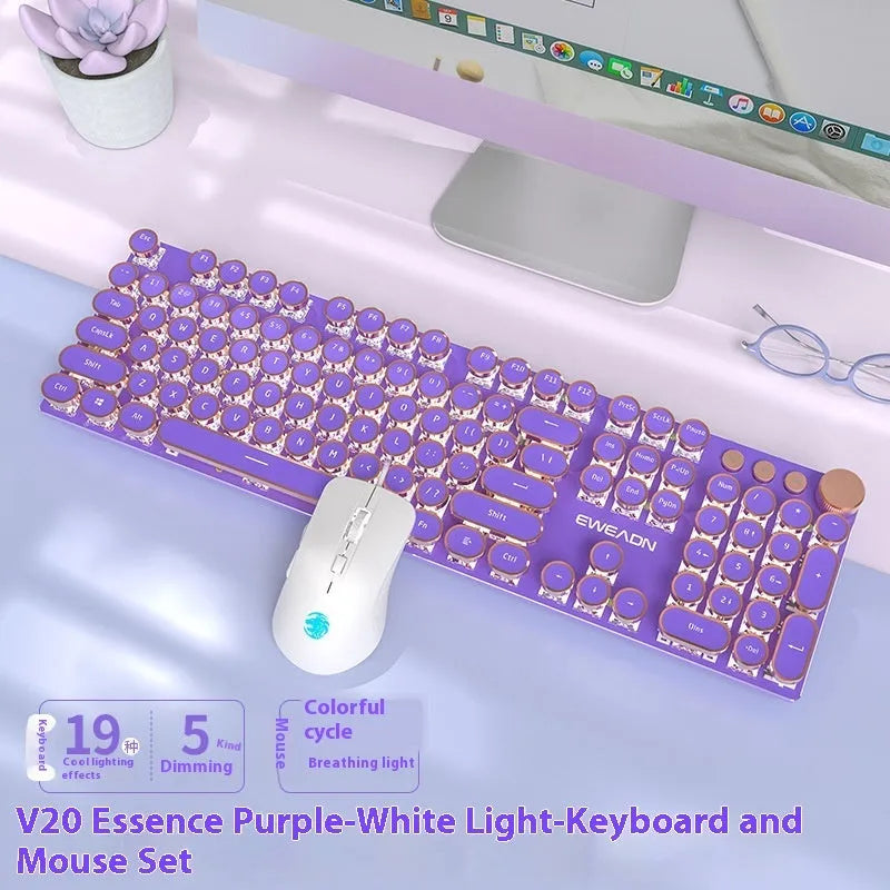 Matcha colour 87-key mechanical gaming keyboard with white backlight and multifunctional knob on aluminium alloy body