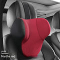 Memory foam car lumbar support pillow set with headrest and cushion in breathable knitted fabric
