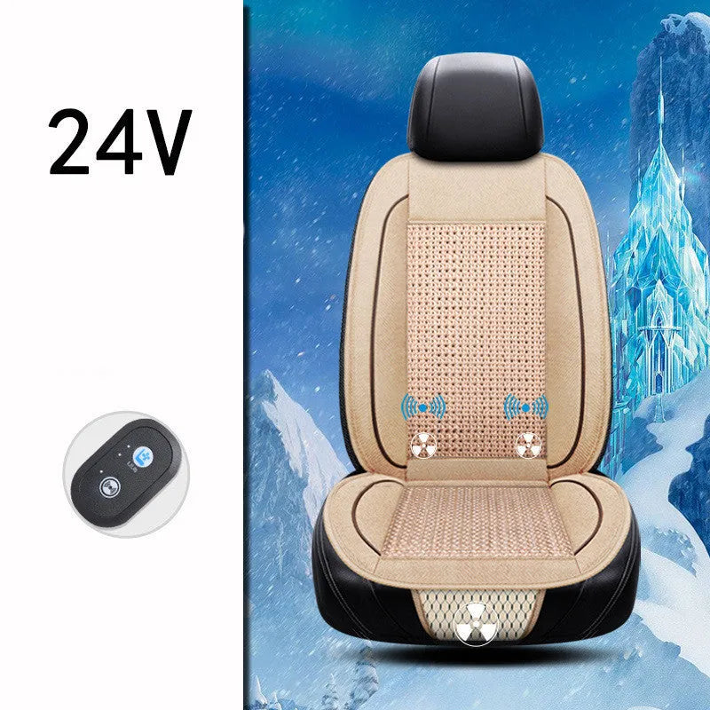 Black car ventilation seat cushion with massage function measuring 60x60cm