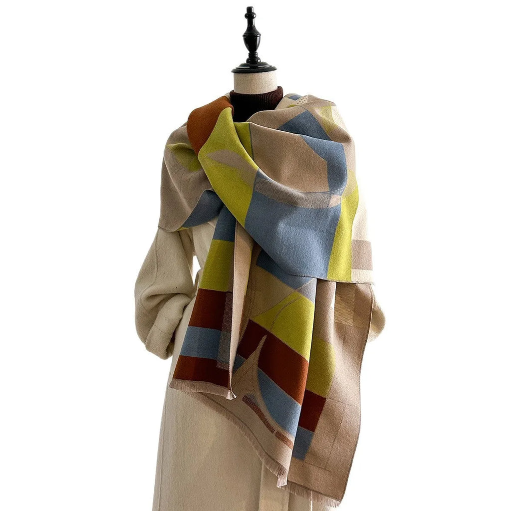 Imitation cashmere shawl scarf in a choice of colours, shown at its 185cm by 65cm size.