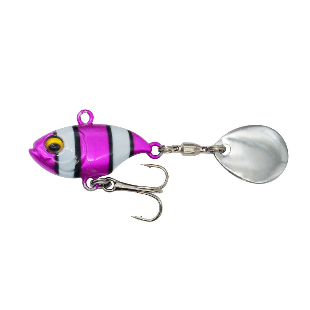 Metal sea fishing iron plate lure with rotating sequins in gold colour pattern