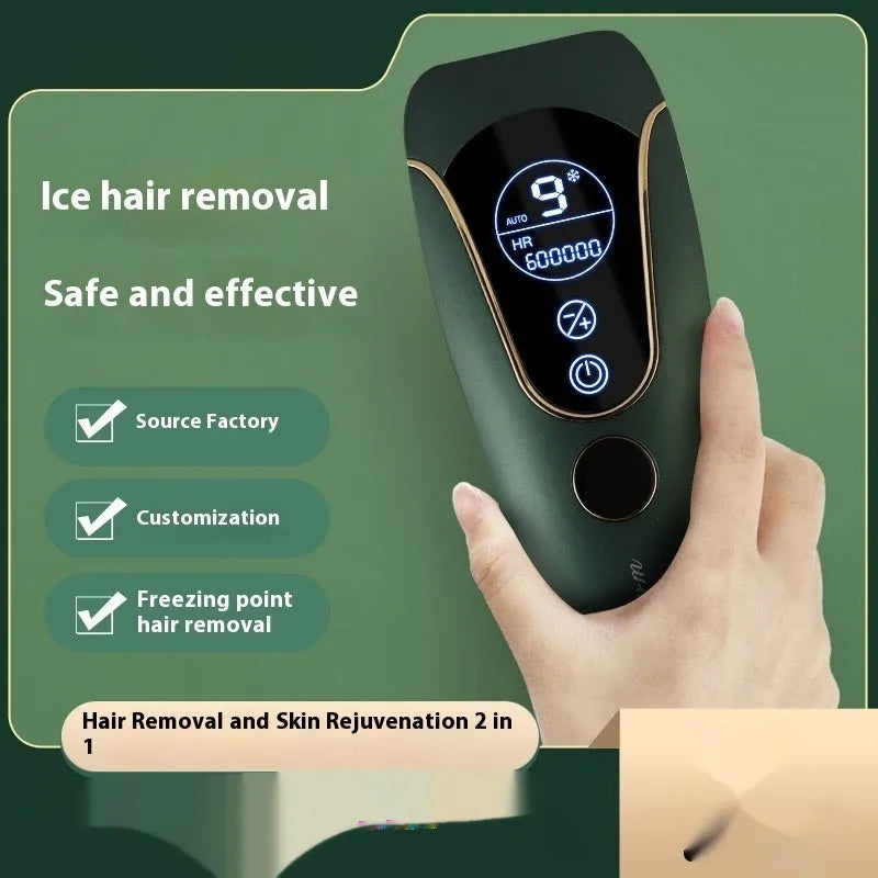 Freezing Point hair removal device in Sundial Green, Pink or White colour on a white background.