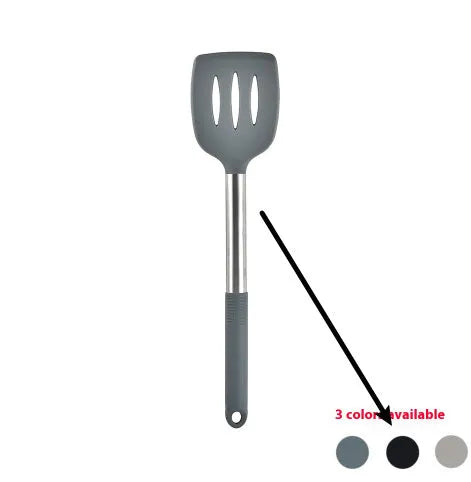 12-piece silicone kitchenware set with rotating storage bucket in black, including spatula, spoons and cooking utensils