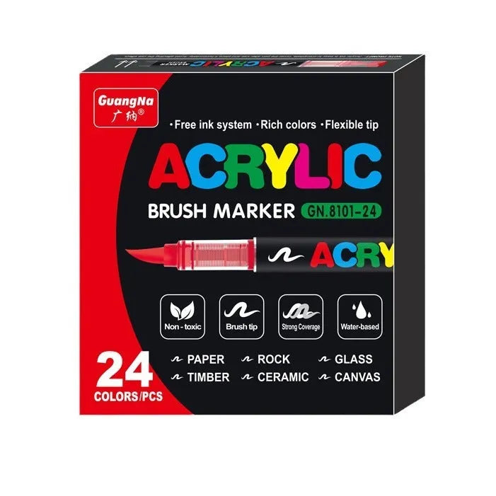Set of acrylic marker pens with straight liquid design for painting and graffiti art
