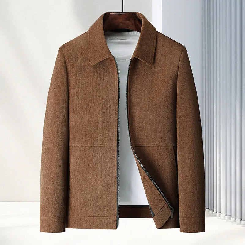 Men's slim fit lapel casual jacket in Vinylon fabric, shown in dark blue colour.