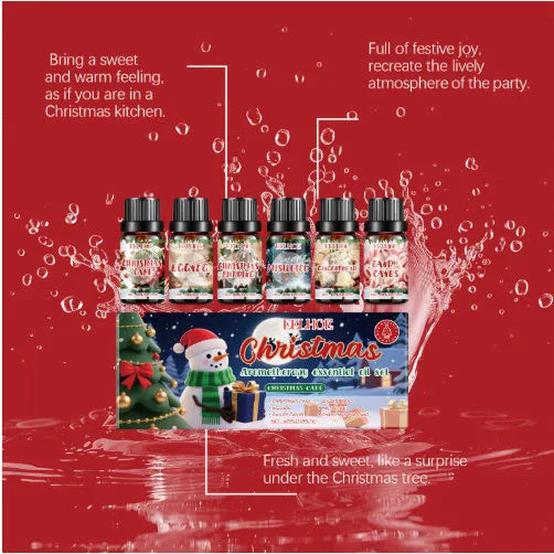 Christmas aromatherapy oil set with six 60ml bottles for home diffusers