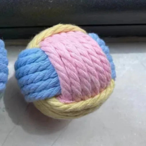 Handmade cat hairball plush toy made from cotton balls in blue powder colour