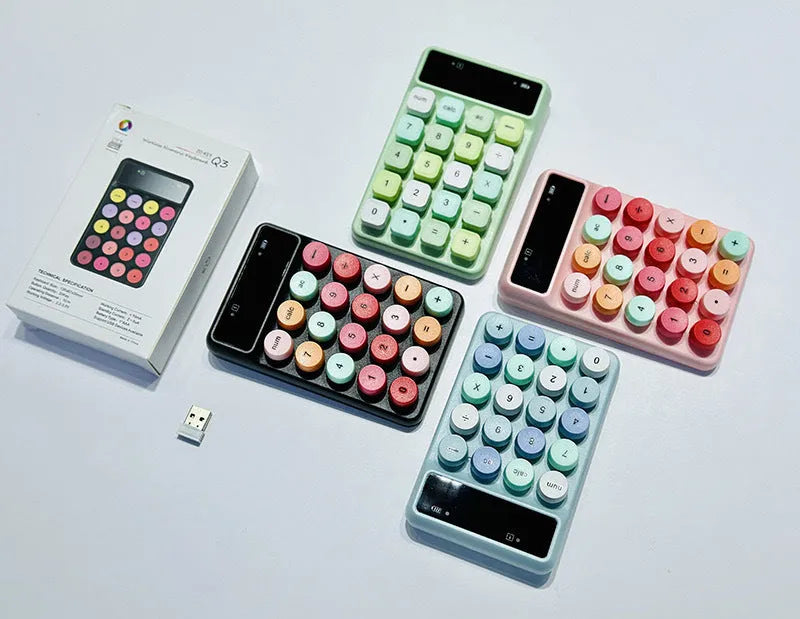 Q3 wireless digital keyboard in macaron colours with compact ABS design