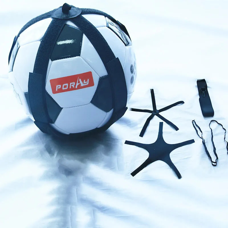 Black football juggling training belt with 2 metre length for solo practice drills