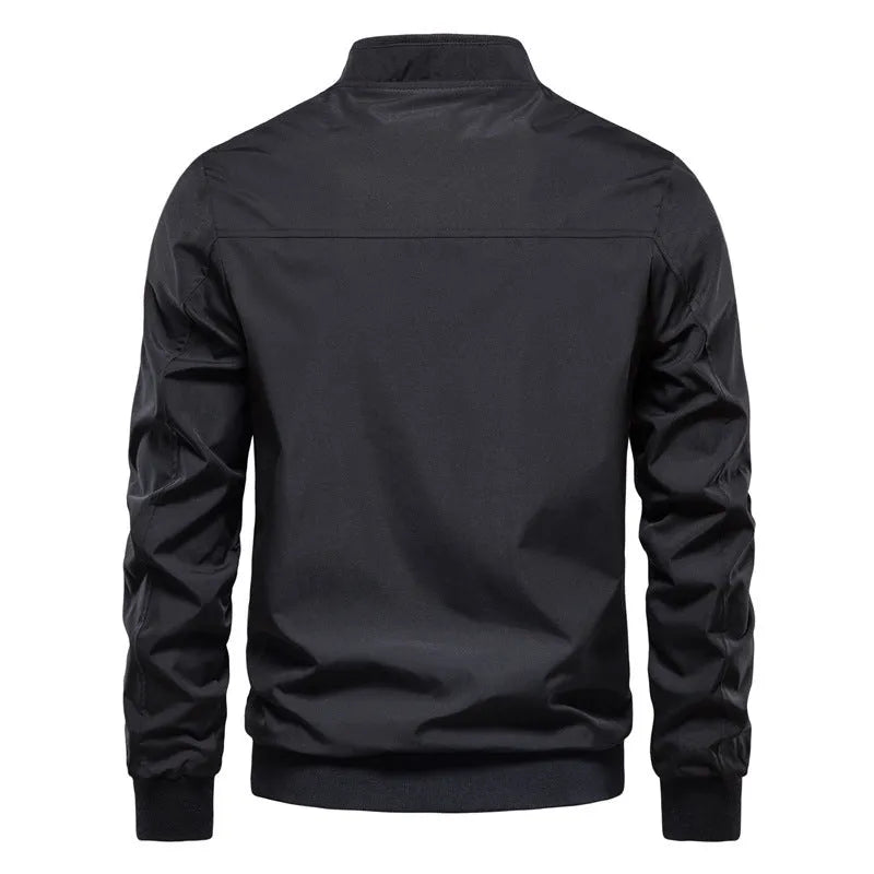 Men's solid colour thin casual jacket in polyester fibre