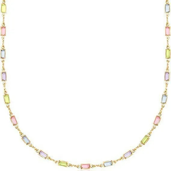 Ladies geometric crystal necklace with glass pendant on adjustable alloy chain
