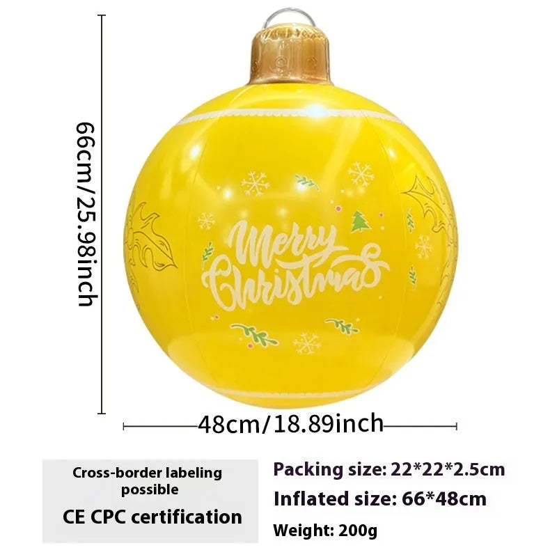 63cm inflatable Christmas ball with flashing LED lights in various designs for outdoor garden decoration