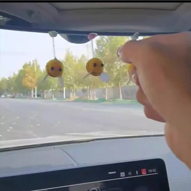 Swing Spring Bee car dashboard decoration showing 3cm cartoon bee with fur ball material