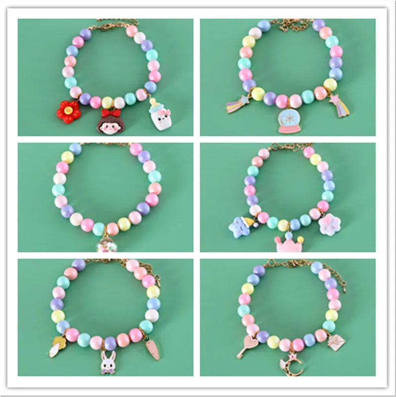 Colourful resin pet costume collar necklace bracelet set in macaron themes for birthday photography