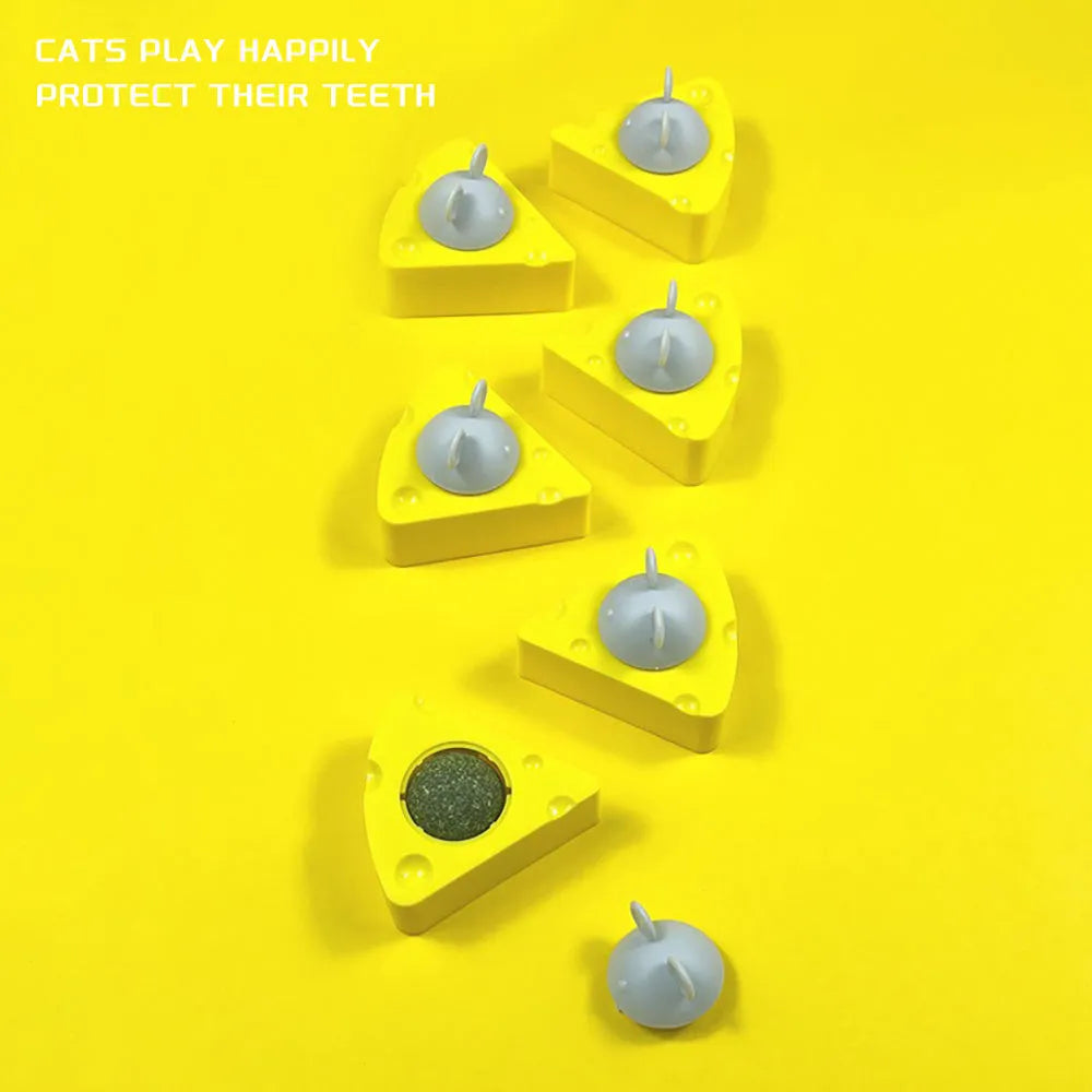 Yellow catnip toy ball with silvervine for cat teeth cleaning and chewing entertainment
