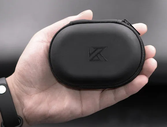 Black oval faux leather earphone storage bag with zipper, for EDX PRO and compatible models.